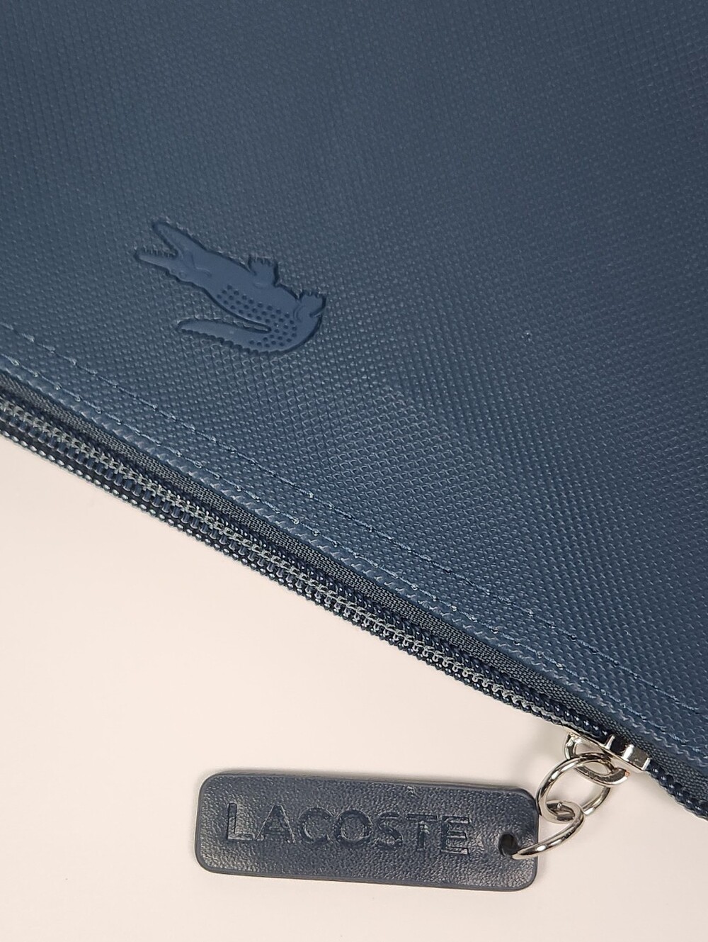 Lacoste Navy Blue Zip Pouch Travel Toiletry Cosmetic Bag Case Amenity